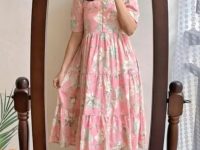 Peach Calar Gawun For Women