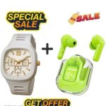 Sound meets time: buds + watch combo|Wireless Bluetooth TWS Earbuds with Mic | Deep Bass | Touch Control | Long Battery | Sweatproof | Type-C Charging | In-Ear Headphones|