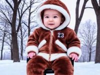 Sweater for baby boy and girl in brown colour with stylish design, zipper and hooded neck trending sweater. This sweater is comfortable for babies soft and acrylic wool febric western wear kids winter special sweater