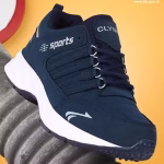 Navy Blue Solid Running Shoes For Men